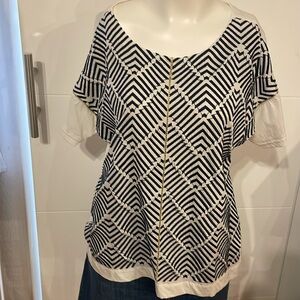 J Crew textured cotton geometric print shirt. Size M